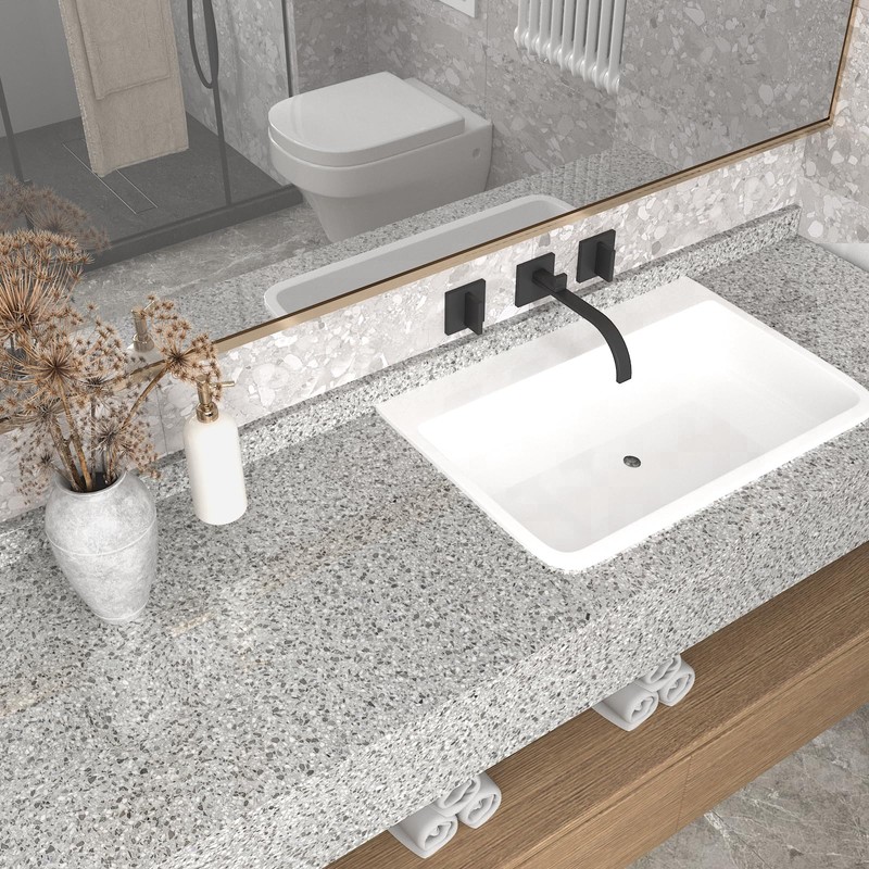 EaseStick Light Grey Granite Countertop Contact Paper Waterproof Glossy Marble
