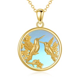 KZX Hummingbird Necklace for Women 925 Sterling Silver Moonstone Pendant Hummingbird Jewelry Gifts for Wife Mom (Moonstone Hummingbird Necklace)