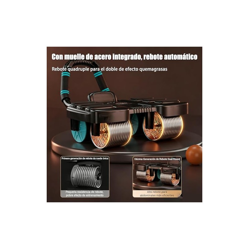 Rodillo para Ejercicios Abdominales, Rueda de Rebote Automático con Soporte