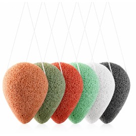 Paquete de 6 esponjas faciales Konjac naturales, esponjas faciales Konjac de 6 colores findTop para una limpieza y exfoliación facial suave