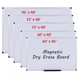 VIZ-PRO Large Dry Erase Board Magnetic Whiteboard Office School Aluminium Frame - 72 x 40 Inches
