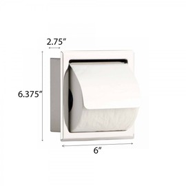Renovators Supply Toilet Paper Holder - Wall Mount Toilet Paper Holder - Sanitary Paper Holder with Lid - Modern Bathroom Decor - Stainless Steel Recessed Tissue Holder - Silver, Pack of 1