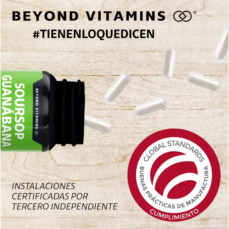 Beyond Vitamins | Soursop Guanábana 1000mg | Extracto 100% Orgánico