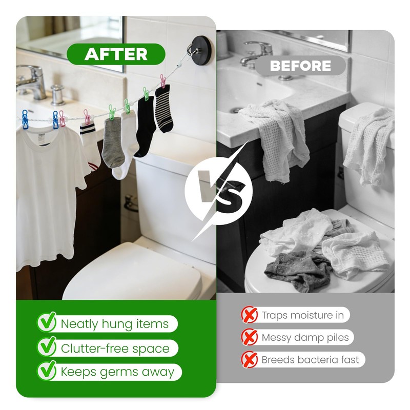 2 Pack Magnetic Retractable Clothes Line for Cabin - Approved