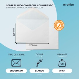 White Paper Envelopes, Commercial Paper Envelopes, 120 x 176 mm, White Paper Envelope with Pull Closure for Invitations, Mailing · m-office (Pack of 25, 120 x 176 mm)