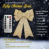 Pre-lit Gold Christmas Bow - Flashing, Dimmable LEDs, Timer,Remote Control,
