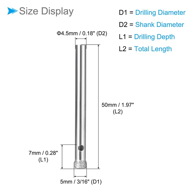CoCud Diamond Hole Saws Drill Bits, 5mm / 3/16" Drilling