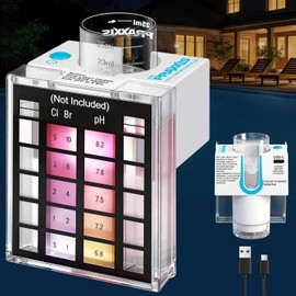 PRAXXIS Swimming Pool Water Chemistry Test Kit Snap in Light Box,Easy Use | Automatic Magnetic Stirrer, Button Control Magnetic Mixer, Rechargeable Pool