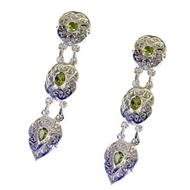 Riyo Gemstones Women Peridot Silver Jewellery Artists Love Earring Green N½, Silver, Peridot