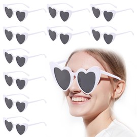 10 Pcs Herz Sonnenbrille,Sonnenbrille Herz,Sonnenbrille Herzform,Herzchen Sonnenbrille,Party Sonnenbrille Für Hochzeit Décor,Mode Brillen Für Damen Herren Kinder Party Reise Fotoshooting (Weiß)