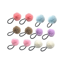 Healvian 12pcs Shaped Hair Ties Elastic Ponytail Holders Soft Faux Fur for Girls for Everyday Hair Styling and Special Occasions Khaki Light Watermelon Red