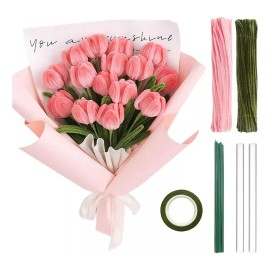Limpia Pipas Chenile Ramo Tulipanes De Tejidos A Mano Regalo