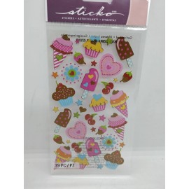 Sticko Sweet Heart Sweets Sticker Sheet Ice cream Cupcakes Sticko