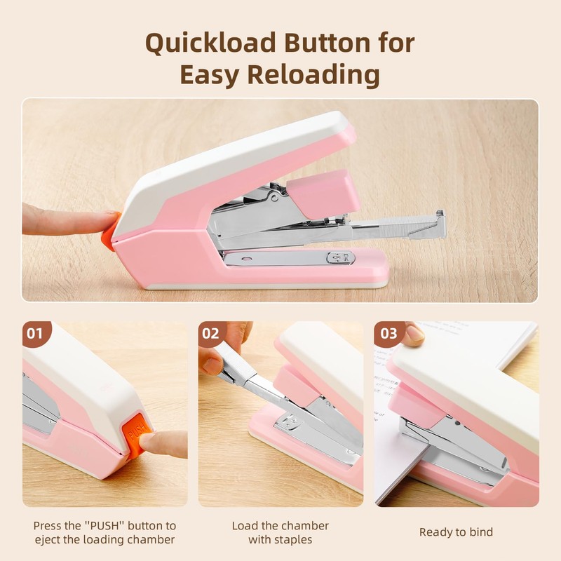 Deli Effortless Desktop Stapler, Heavy Duty Stapler, 40-50 Sheet Capacity,