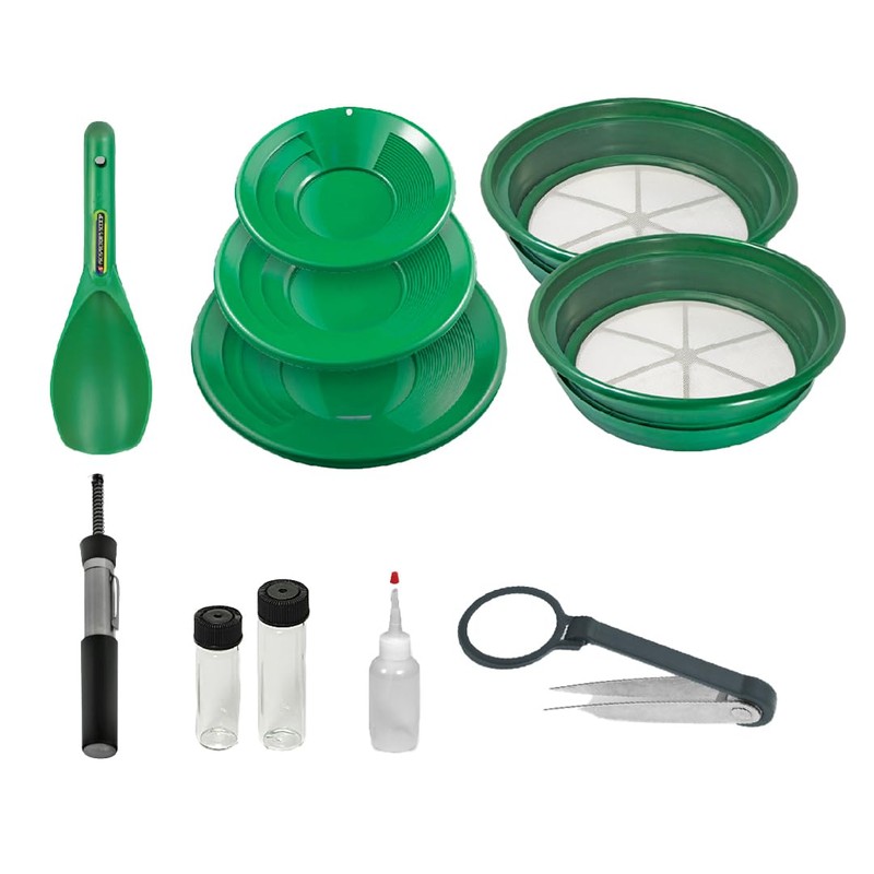 SE 11-Piece Gold Panning Kit - Complete Prospecting Set with