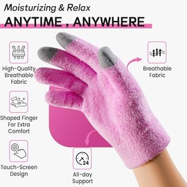 Guantes de gel humectantes, guantes humectantes de silicona para pantalla táctil, suavizan la piel seca y agrietada de las manos con aceites esenciale
