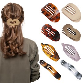 8 Pcs Flat Hair Clips for Women, 4 Styles Curved Design Hair Claw Clips, Strong Hold Non-slip Matte Hair Accessories for Thick/Thin Hair