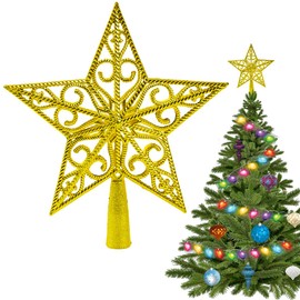 Christmas Tree Topper Crown, Star Christmas Tree Topper, Christmas Tree Topper with Subtle Glitter, Glitter Star Decoration, Glitter, Christmas Tree Topper Star (1 Piece)