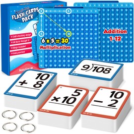 Torlam Math Flash Cards + Math Board, Multiplication Flash Card Times Table Chart, Math Manipulatives Division, Addition, Subtraction Games Toys for Kids, 1st, 2nd, 3rd, 4th, 5th, 6th Grade