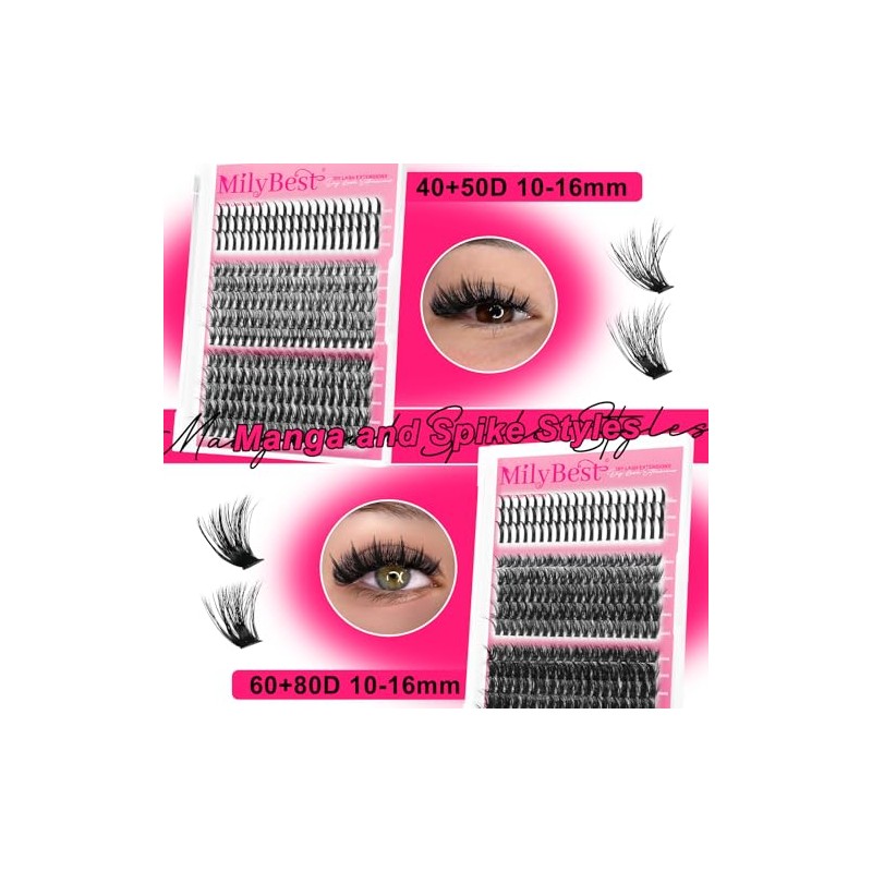 MilyBest Lash Clusters Kit 808Pcs Eyelash Clusters with Spikes and