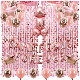 Bachelorette Party Supplies Decorations Kits Pink Sparkle Metallic Foil Curtains Tinsel Backdrop and Bachelorette Party for Bride To Be Bridal Showers Hen Parties Valentine's Day