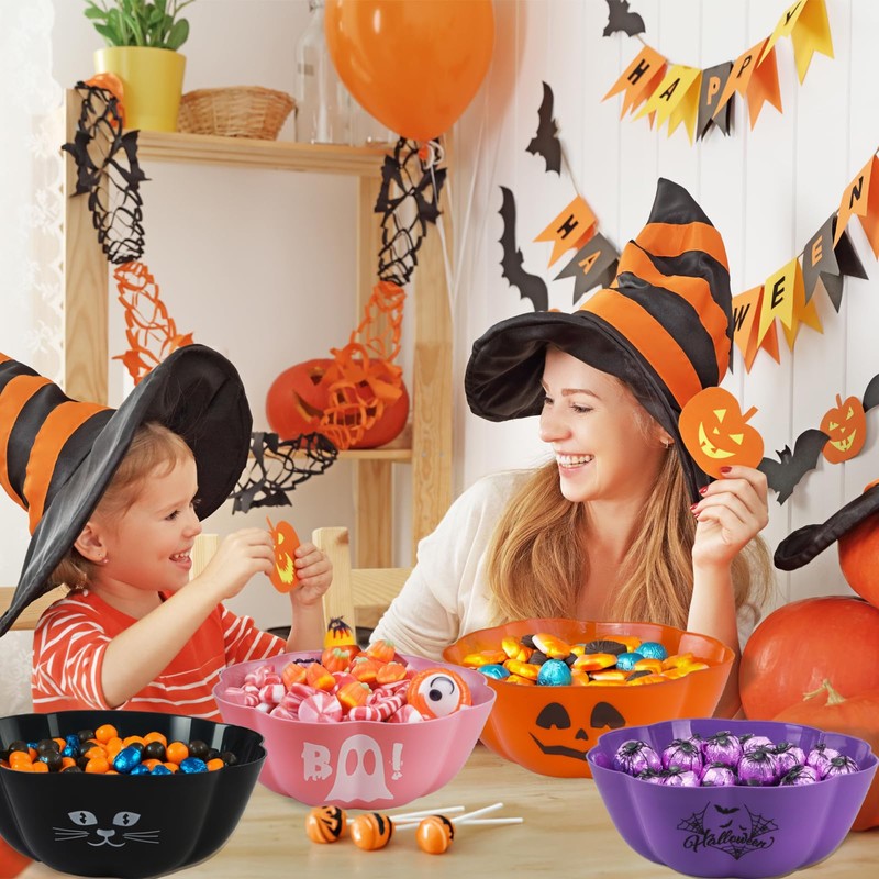 4 Pcs Large halloween candy bowl Trick or Treat Candy