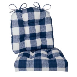 Klear Vu Wicker Solarium Indoor and Outdoor Chair Cushions for Patio Furniture, Kitchen and Dining Room, Water-Resistant Seat Pads, 19x18 Inches, 2 Pack, Navy