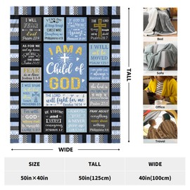 CUJUYO Christian Gifts for Men, Dad, Son, Brother, Him Blanket 50"x40" - Inspirational Religious Graduation/Birthday Gifts - Baptism Confirmation Gifts for Boys - Catholic Spiritual Gifts for Men