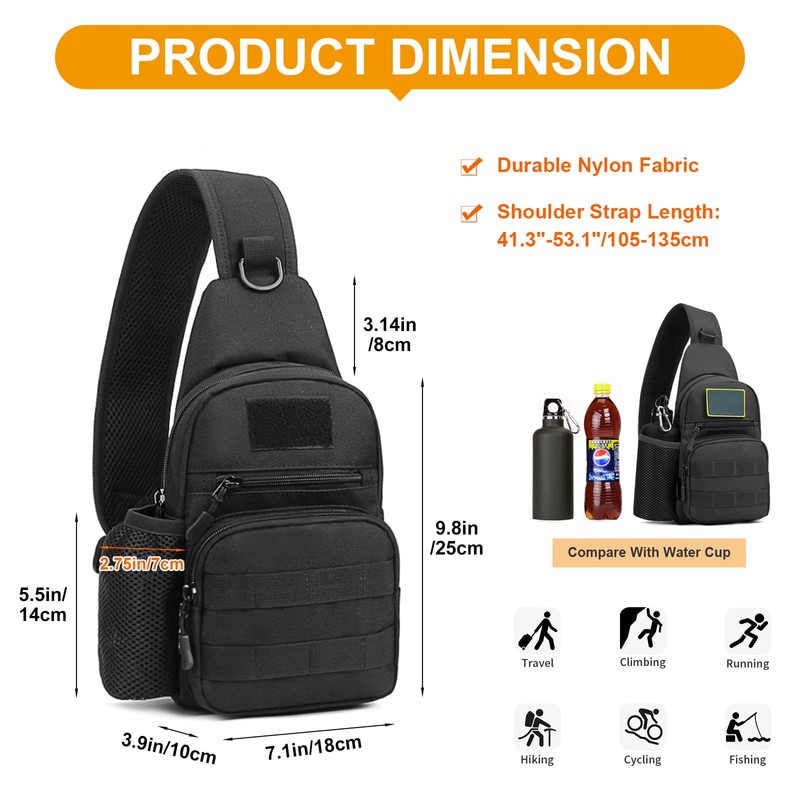 HUNTVP Tactical Military Chest Sling Bag Molle Crossbody Shoulder Pack