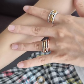 Bopiu Gold Stackable Rings for Women Non Tarnish, Dainty Stackable 18k Gold Plated CZ Cubic Zirconia Rings, Gold Knuckle Women Rings Set (5)