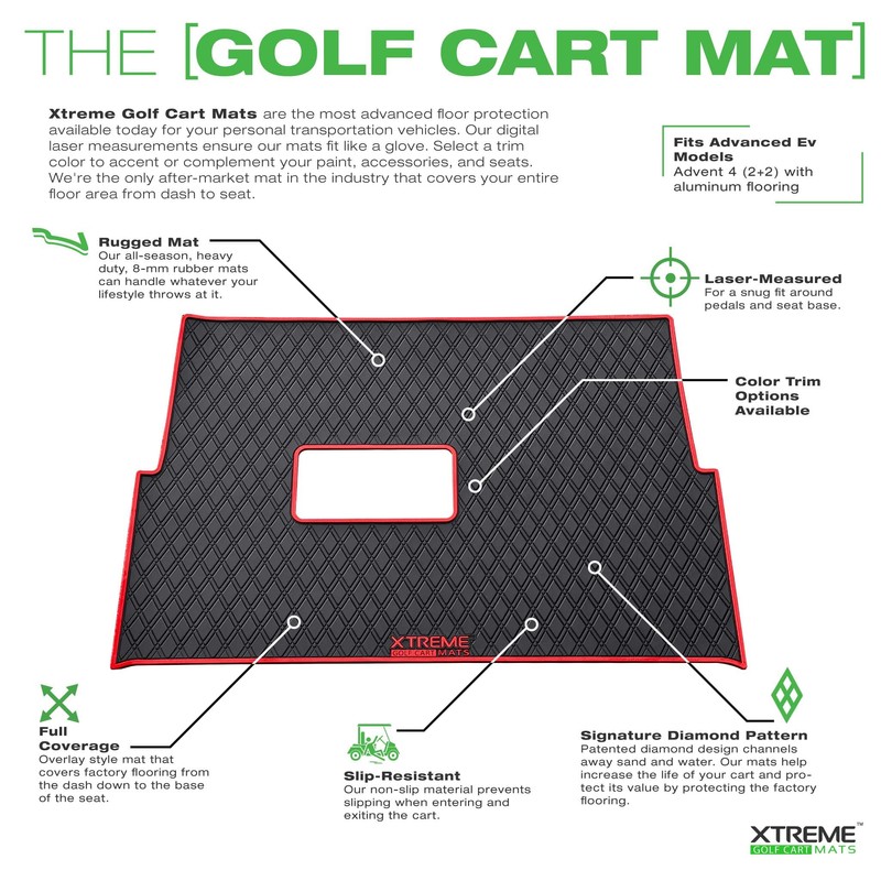 Xtreme Mats Advent4 Golf Cart Mat, Full Coverage Rubber Floor