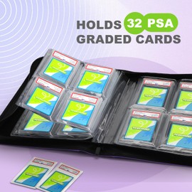 TCGUARD Graded Card Slab Sleeves Binder for PSA Size and Similar Cards with Sleeves, Holds 32 PSA Cards, Premium Trading Card Folder with 4 Card Sleeves, Purple