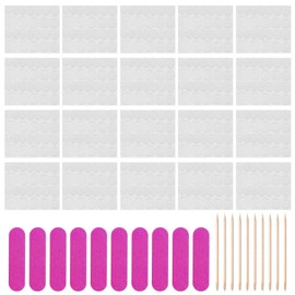 Pack of 20 Transparent Manicure Glue, with 10 Pieces Manicure Sticks, 10 Pieces Nail Files, Clear Glue for Nail Patches, Waterproof Gel Patches, Manicure Tools