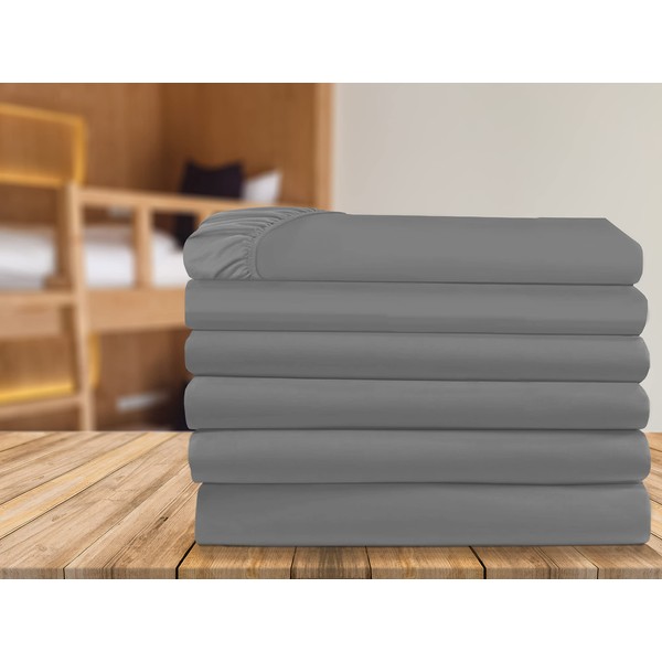 Elegant Comfort 6-Pack Fitted Bottom Sheets 1500 Thread Count Premium Hotel Quality, Deep Pocket, Wrinkle-Free, Stain and Fade Resistant, 6PACK Fitted Sheet, Cal King, Gray