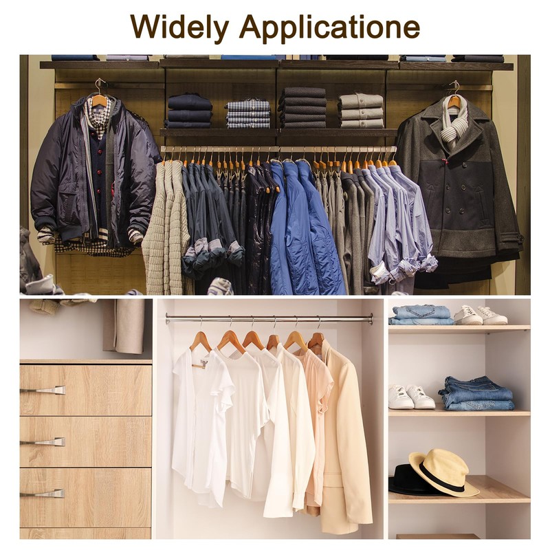 sourcing map 6Pcs Wooden Closet Rod Holders, Wardrobe Rod Brackets