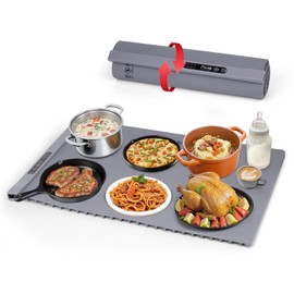 Warming Mat for Food, Food Warming Mat - Fast Full Surface Silicone Electric Warming Tray with Multiple Level Temperature, Raised Feet Protects Table, Roll Up Buffet Hot Plates Heat Pad