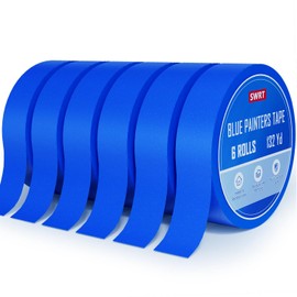 SWRT Painters Tape 1 Inch Wide, 6 Rolls x 22yd (132 Yards Total), Blue Painters Tape, Washi Multi-Surface Masking Tape with Clean Removal for Painting Walls, Trim & Delicate Surfaces