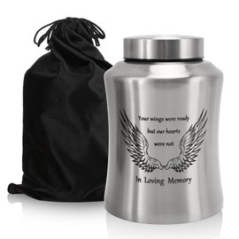 Pilipane Urn for Human Ashes,Decorative Beautiful Ashes Box for Adult Male and Female,Cremation Urns,Memorial Funeral Cremation Large Burial Stainless Steel Urns (Silver Pinion, M)