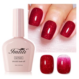 Imtiti Red Glitter Gel Nail Polish, 1Pcs Christmas Red Gel Polish Sparkle Red Soak Off UV LED Gel Polish, Long Lasting, Nail Art Starter Manicure Salon DIY at Home for Women (0.34 Fl Oz)