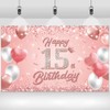 Happy 15th Birthday Banner Rose Gold 1.1 x 1.8m Happy