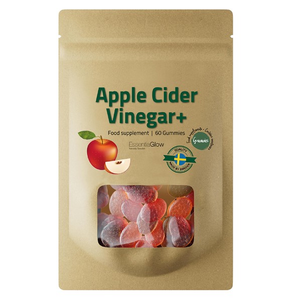 ESSENTIAGLOW Apple Cider Vinegar Gummies | High Dose Gummies with Apple Cider Vinegar | Natural, Organic & Vegan | 60 Gummies