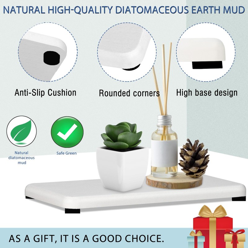 4PCS Water Absorbing Stone Tray, Quick Drying Diatomite Stone Sink