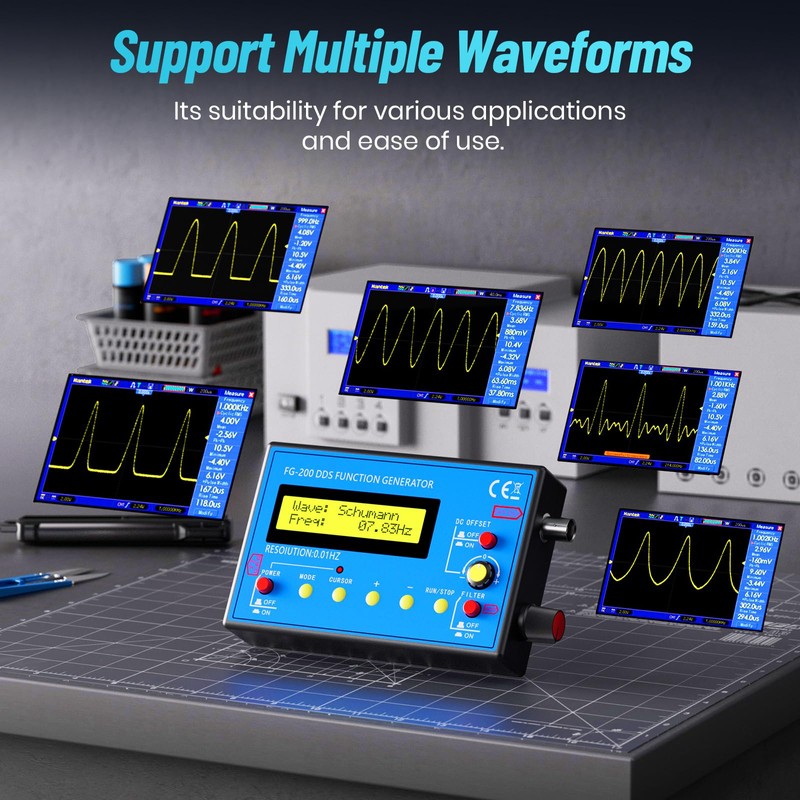 1Hz-500kHz DDS Signal Generator with Schumann Resonator, Portable Multifunction Waveform