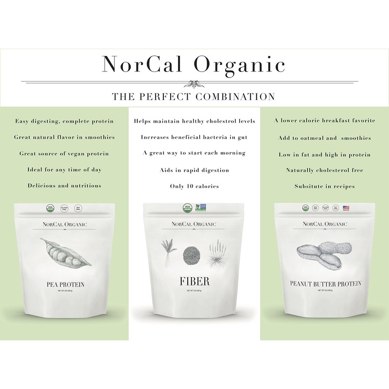 Norcal Organic Peanut Butter Protein Powder - 2lb | Vegan,
