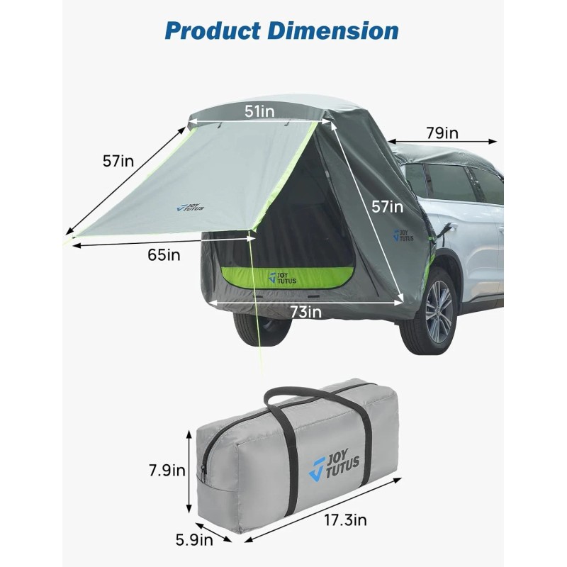 JOY TUTUS SUV Tailgate Tent with Awning Shade, Car Roof