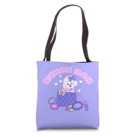 Bichon Mom Bichon Frise Kawaii Dog Puppy Purse Makup Bows Tote Bag