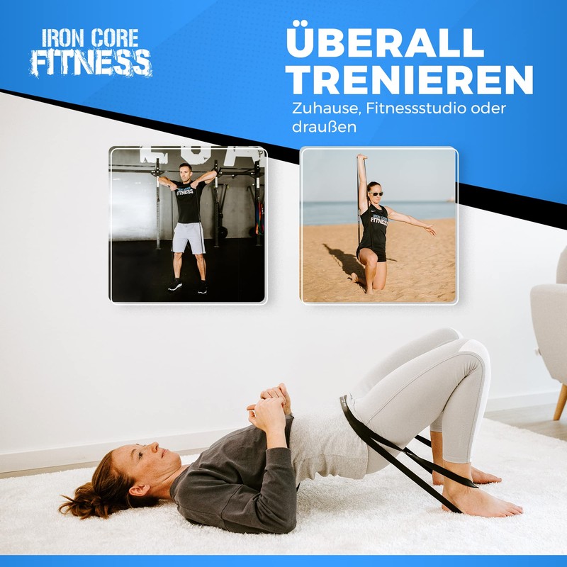 Iron Core Fitness Langes Schleifen-Widerstandsband mit elastischem Gummi für Fitnessstudio,