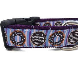 Donut Dog Collar, 1 inch Wide, Nylon, Side Release Buckle, Medium, Large (Donuts, Medium 13-19")