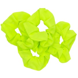 ZLXO NOVELTIES Neon Hair Scrunchy Elastic Hair Bands Hair Tie Color Ponytail Scrunchies Solid Yellow (4 Count)