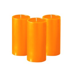 Simply Soson 3x6 inch Orange Candles Pillar, Fall Pillar Candles Set of 3, Smooth Texture, Unscented Orange Pillar Candles for Fall, Dripless Candles, 3 inch Orange Candles, Fall Candles